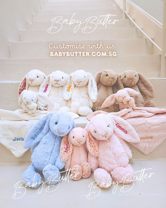Personalised Jellycat bunnies with embroidered names