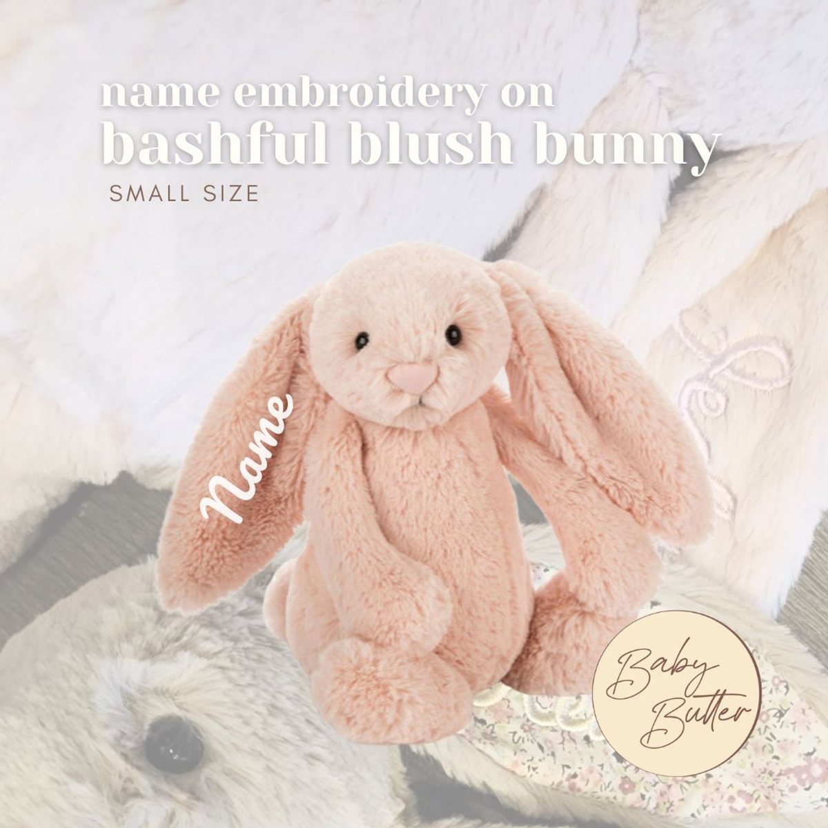 Bashful Blush Bunny (Small, 18cm) - Personalised Jellycat Bunny Soft