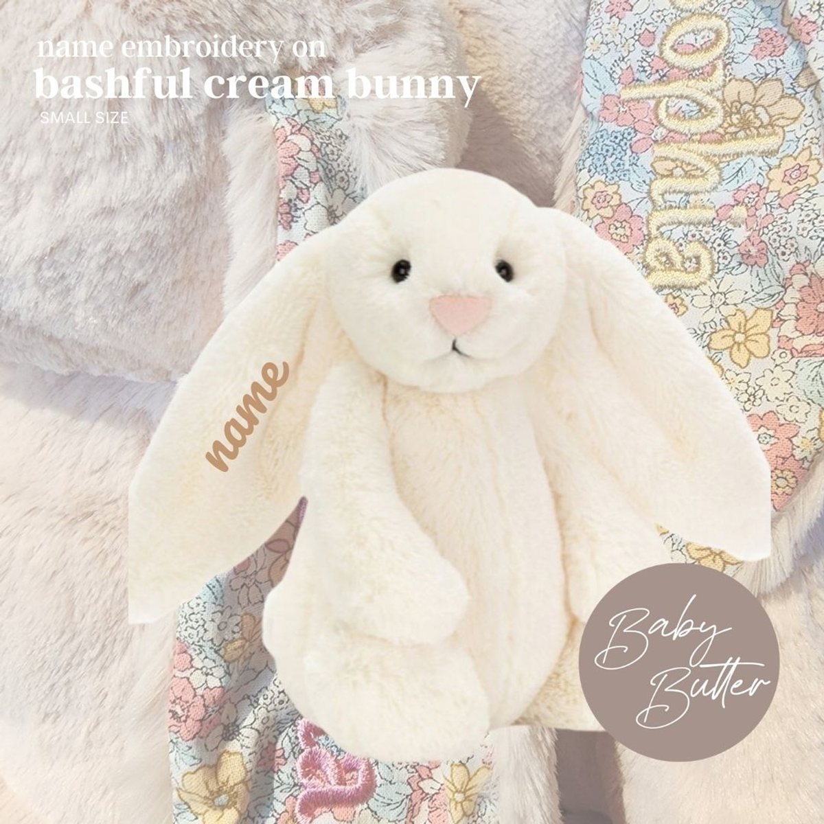 Bashful Cream Bunny (Small, 18cm) - Personalised Jellycat Bunny Soft