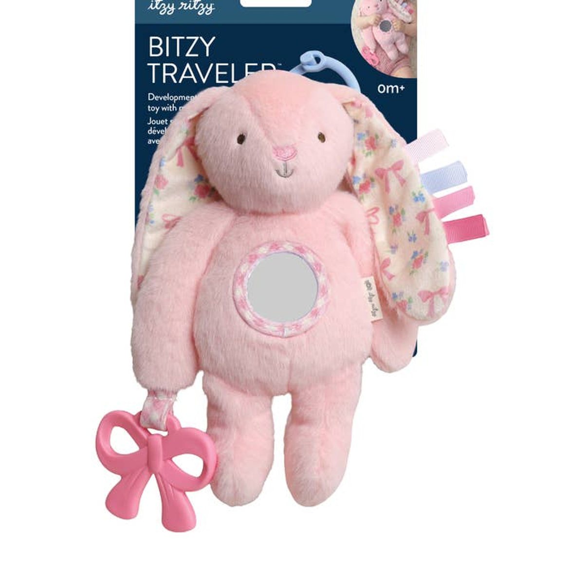 Bitzy Traveler™ Developmental Sensory Toy -Pink Bunny