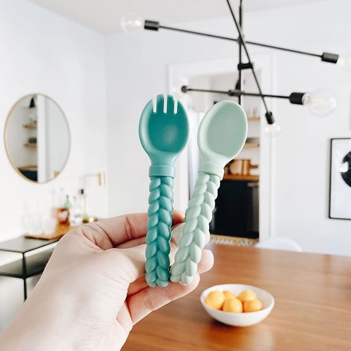 Sweetie Spoons™ Silicone Fork and Spoon Set - Mint