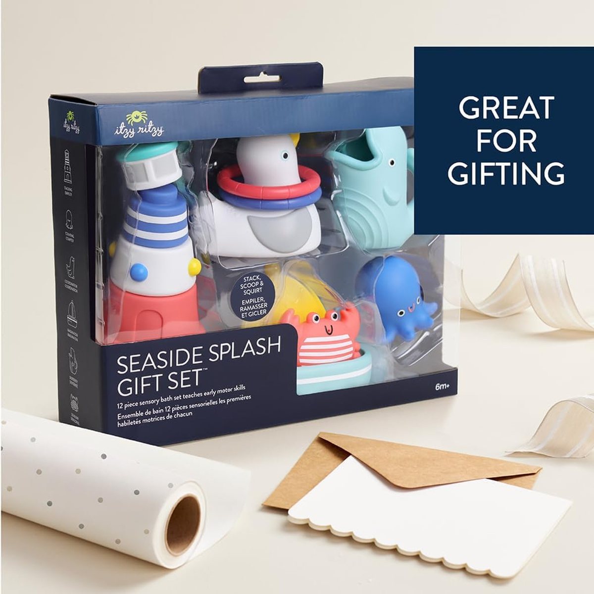 Itzy Splash Gift Set™️- Nautical 12-Piece Baby Bath Toys
