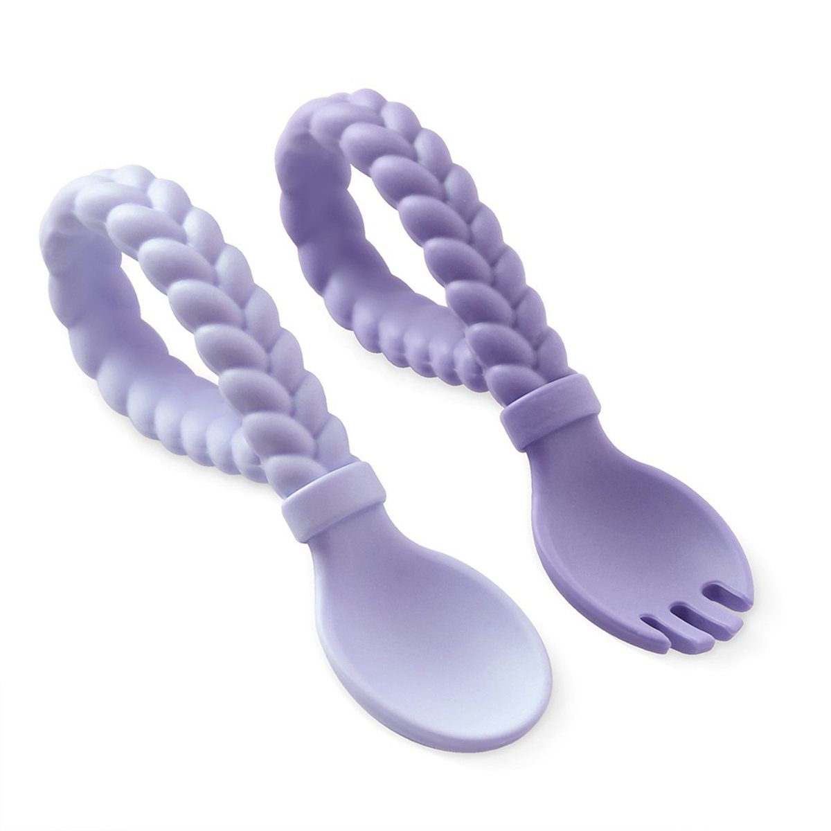 Sweetie Spoons™ Silicone Fork and Spoon Set - Amethyst + Purple diamond